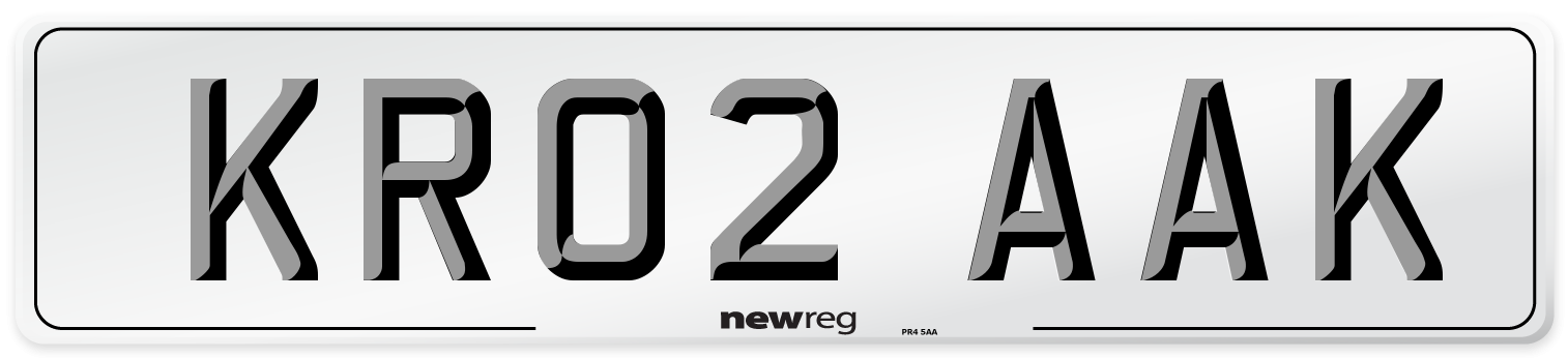 KR02 AAK Number Plate from New Reg